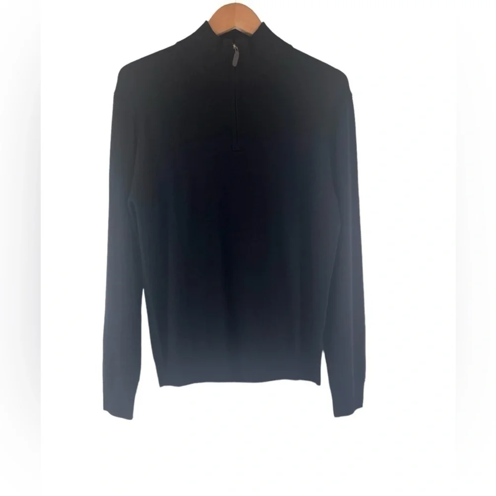 New Quincy Men Australian Wool Quarter Zip Sweater Black Size M